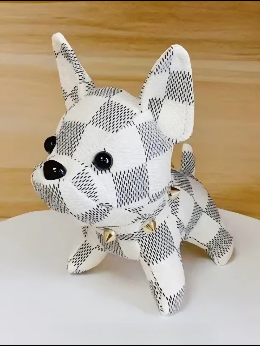 Checkered Black And White French Bulldog Bag Charm NWT